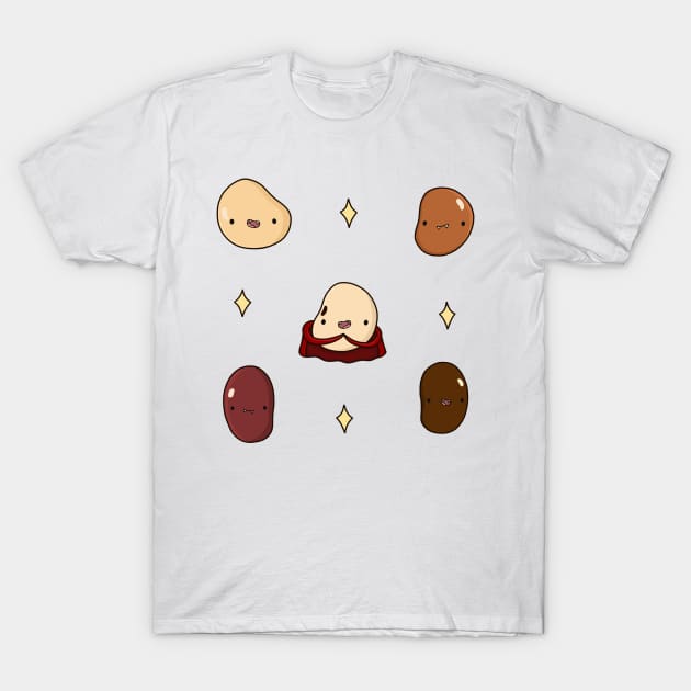 Cute Vampire Beans And Stars T-Shirt by Sofia Sava